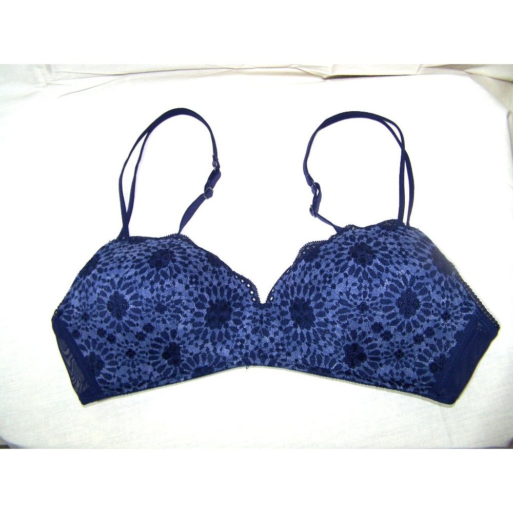 Aerie Bra Blue Lace Padded 34C Boho